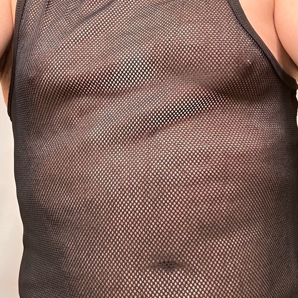 Black Mesh Tank Top